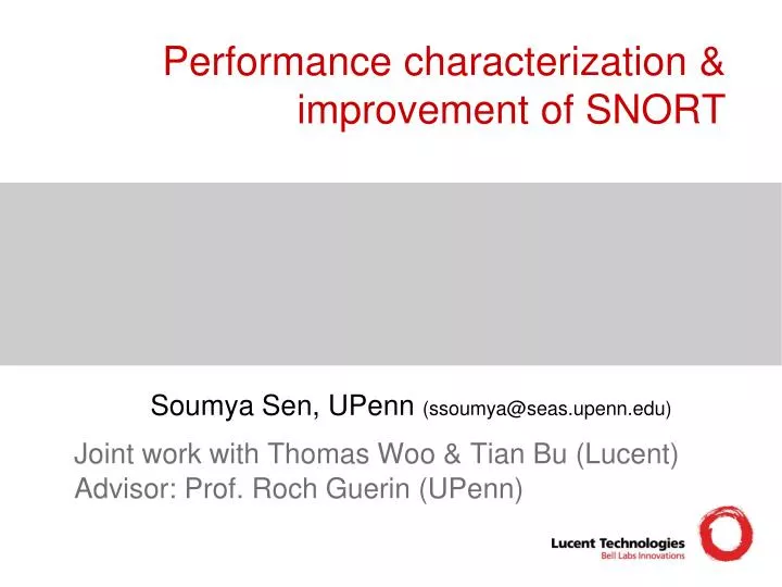 performance characterization improvement of snort