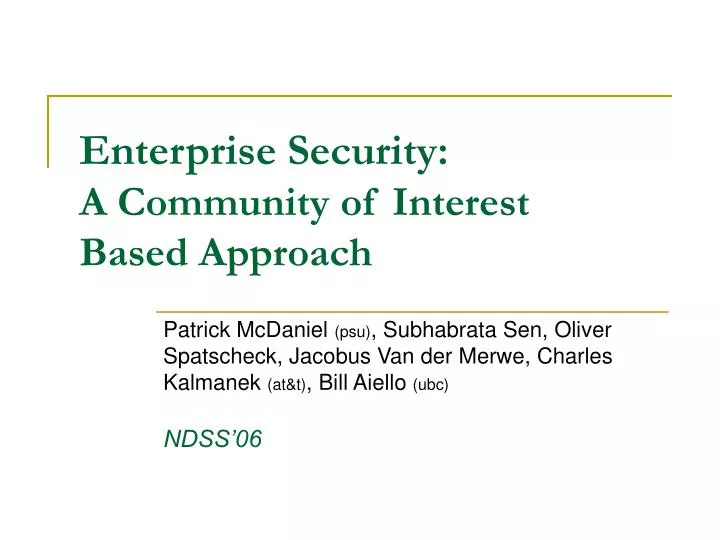 enterprise security a community of interest based approach