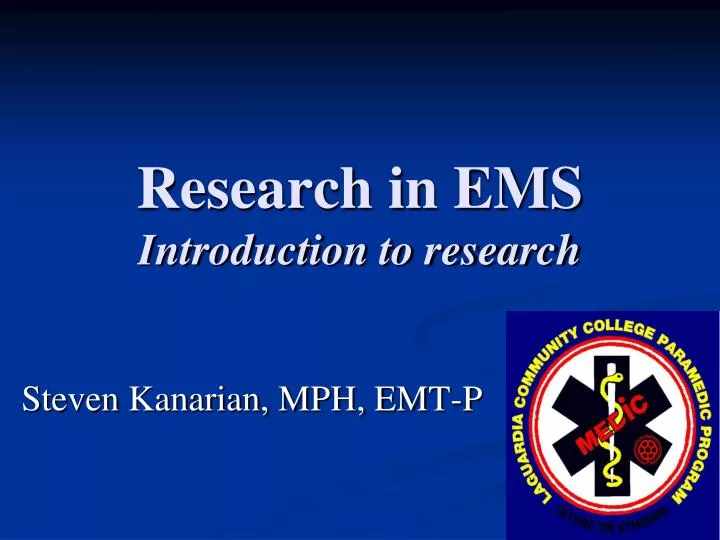 research in ems introduction to research