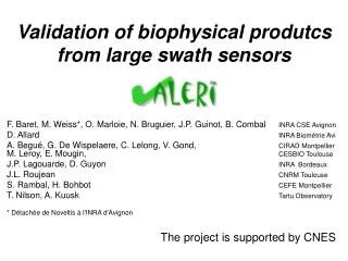 Validation of biophysical produtcs from large swath sensors