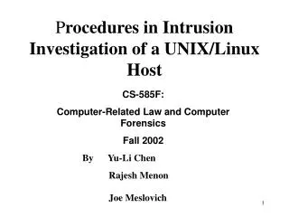 P rocedures in Intrusion Investigation of a UNIX/Linux Host