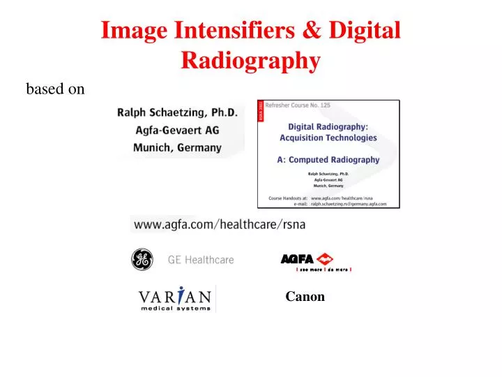 image intensifiers digital radiography