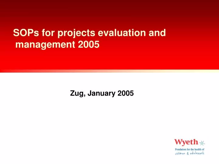 sops for projects evaluation and management 2005