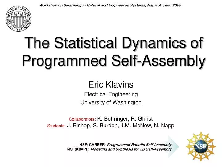 the statistical dynamics of programmed self assembly