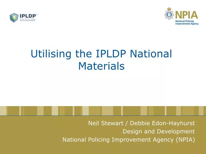 utilising the ipldp national materials