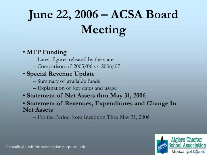 june 22 2006 acsa board meeting