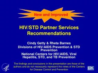HIV/STD Partner Services Recommendations