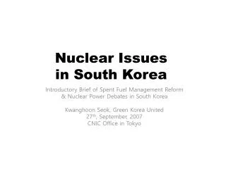 Nuclear Issues in South Korea