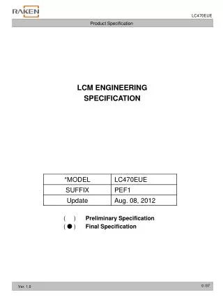 LCM ENGINEERING SPECIFICATION