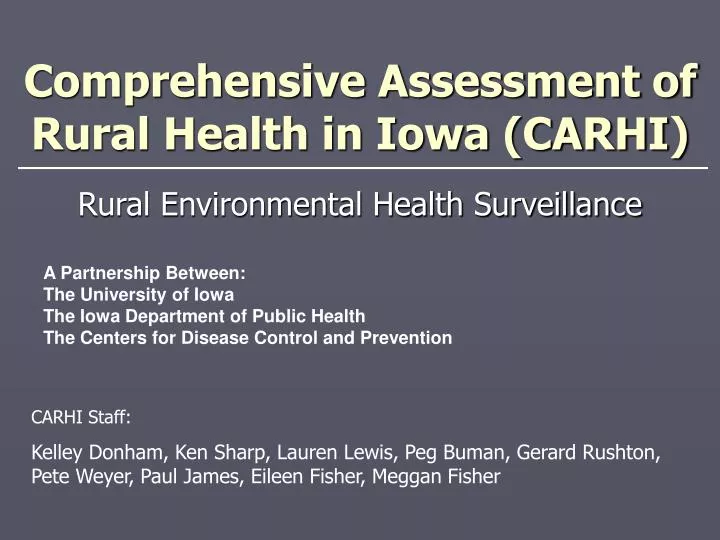 comprehensive assessment of rural health in iowa carhi