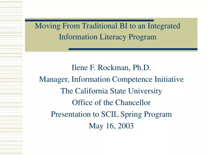 moving from traditional bi to an integrated information literacy program