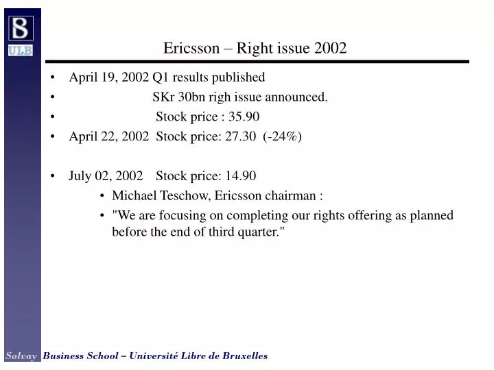 ericsson right issue 2002