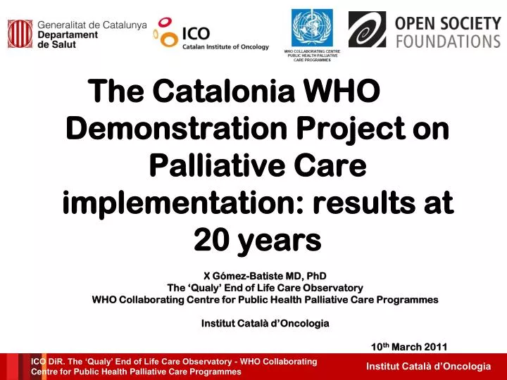 the catalonia who demonstration project on palliative care implementation results at 20 years