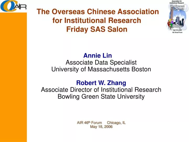 the overseas chinese association for institutional research friday sas salon