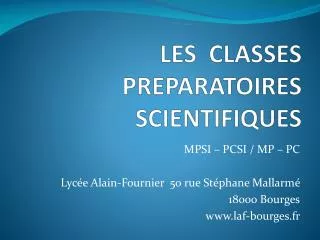 les classes preparatoires scientifiques
