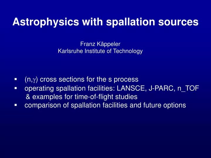 astrophysics with spallation sources