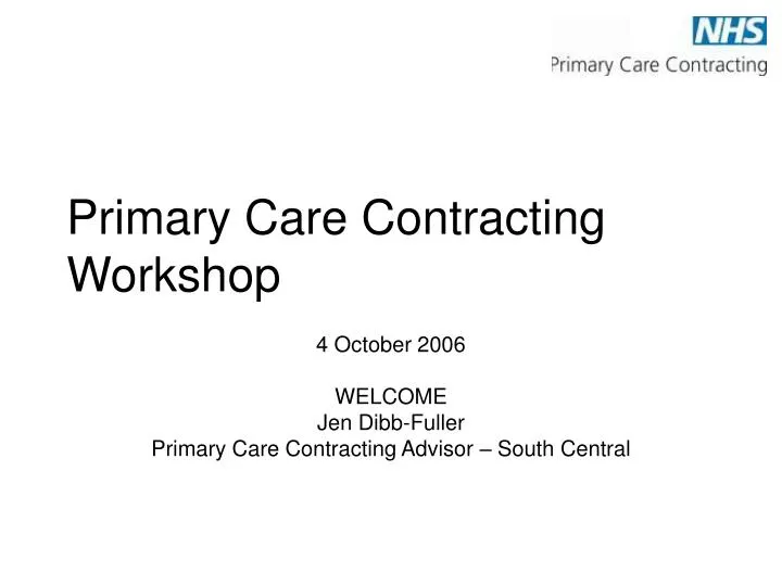 primary care contracting workshop