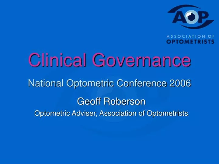 clinical governance national optometric conference 2006