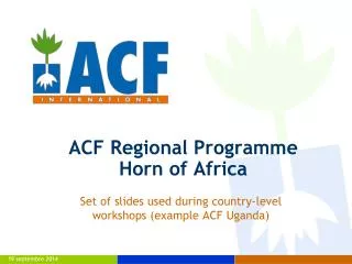 ACF Regional Programme Horn of Africa