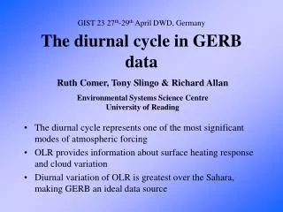 The diurnal cycle in GERB data