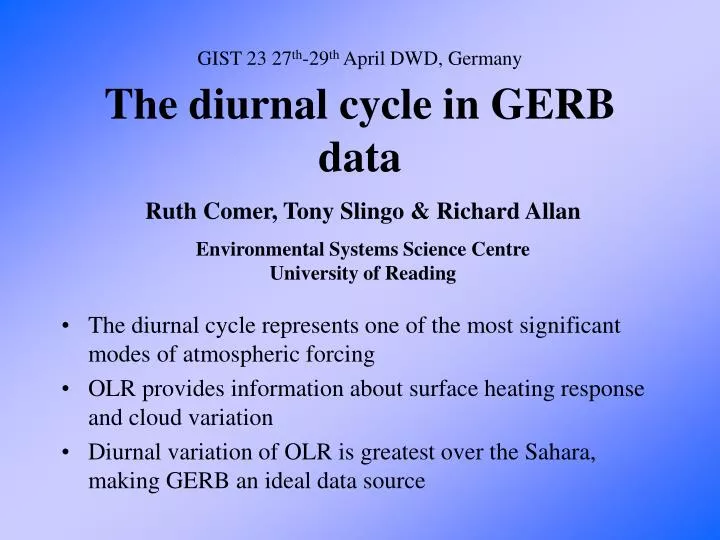 the diurnal cycle in gerb data