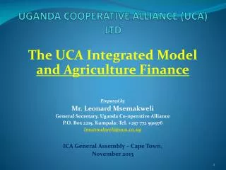UGANDA COOPERATIVE ALLIANCE (UCA) LTD