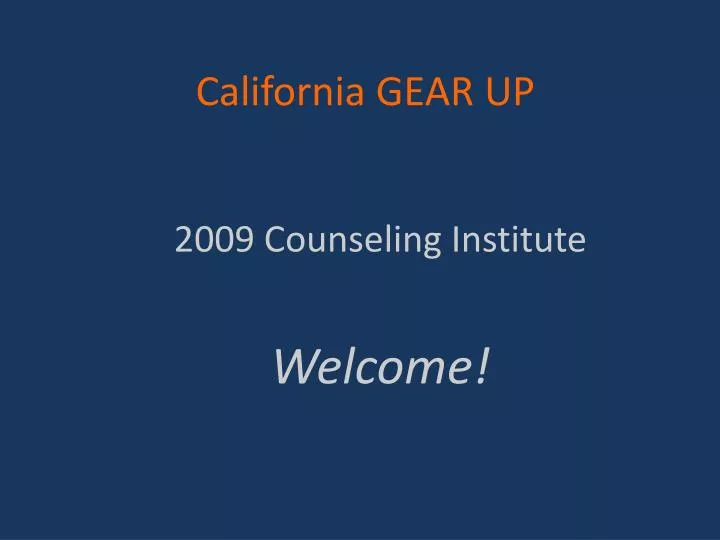 2009 counseling institute welcome