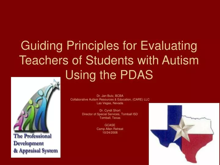 guiding principles for evaluating teachers of students with autism using the pdas