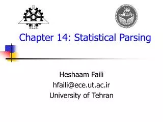 Chapter 14: Statistical Parsing