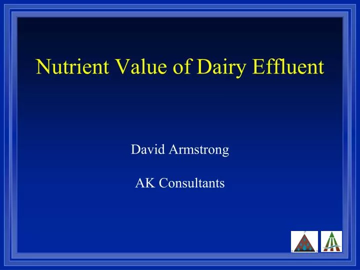nutrient value of dairy effluent