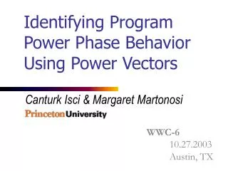 Identifying Program Power Phase Behavior Using Power Vectors