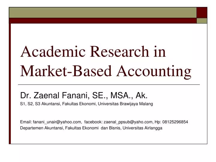 academic research in market based accounting
