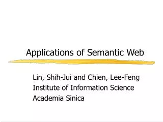 Applications of Semantic Web