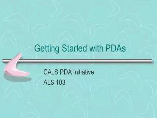 Getting Started with PDAs