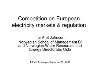 Competition on European electricity markets &amp; regulation