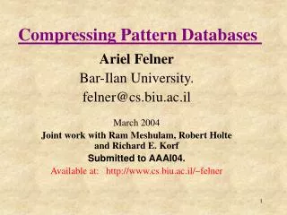 Compressing Pattern Databases