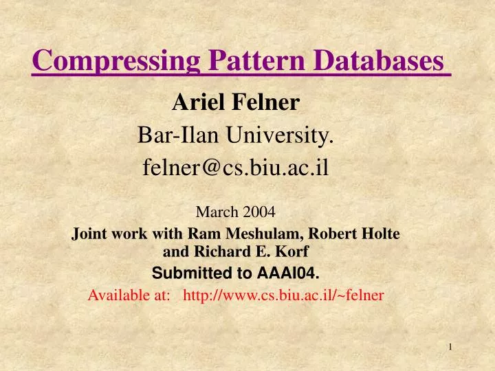 compressing pattern databases