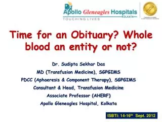 time for an obituary whole blood an entity or not