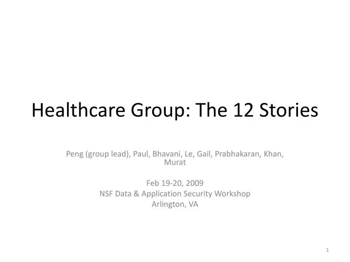 healthcare group the 12 stories