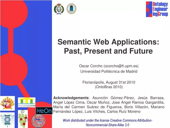 semantic web applications past present and future