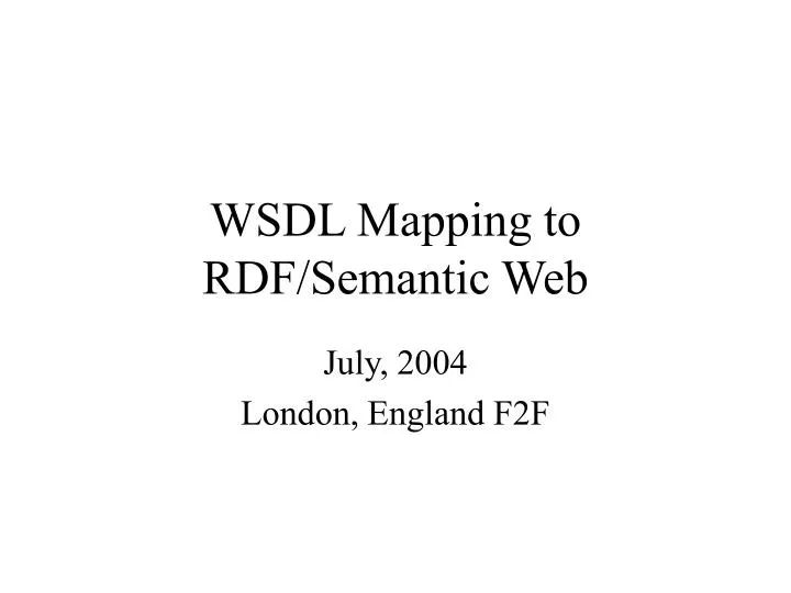 wsdl mapping to rdf semantic web