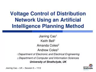 Voltage Control of Distribution Network Using an Artificial Intelligence Planning Method