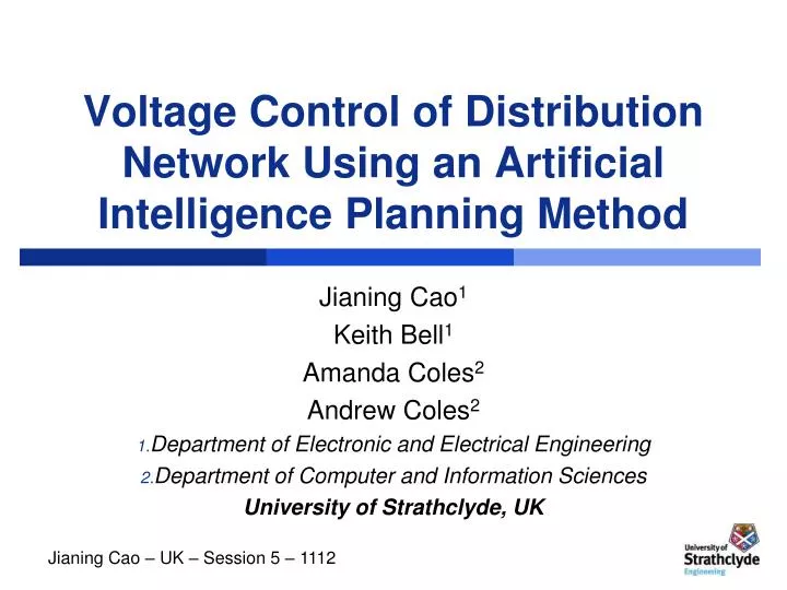 voltage control of distribution network using an artificial intelligence planning method