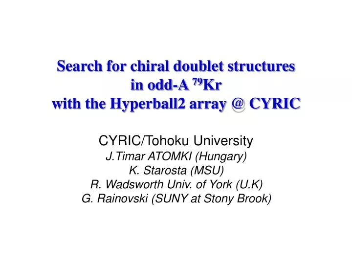 search for chiral doublet structures in odd a 79 kr with the hyperball2 array @ cyric
