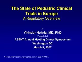 The State of Pediatric Clinical Trials in Europe A Regulatory Overview