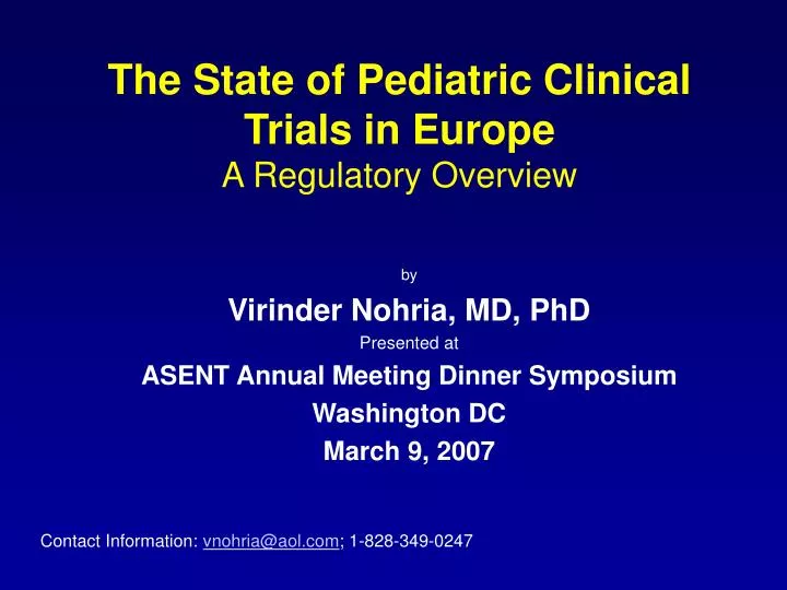 the state of pediatric clinical trials in europe a regulatory overview