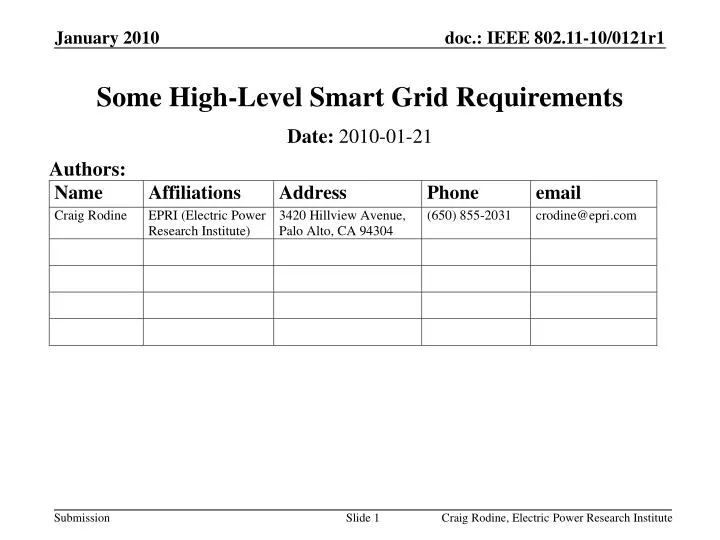 some high level smart grid requirements