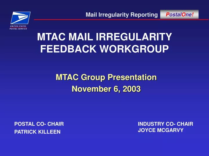 mtac mail irregularity feedback workgroup
