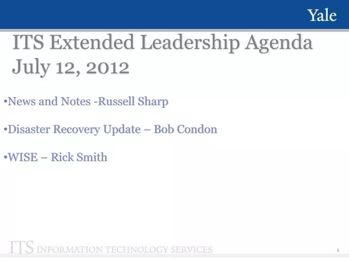 its extended leadership agenda july 12 2012