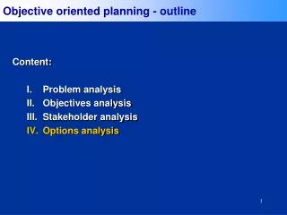Objective oriented planning - outline